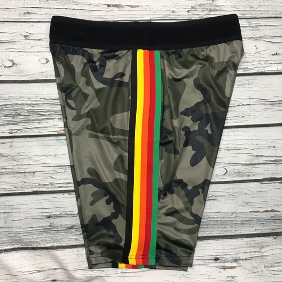 Pam & Gela Biker Shorts Camo Mesh Excl High Rise Army Short Size Large NWT NEW - Picture 10 of 16